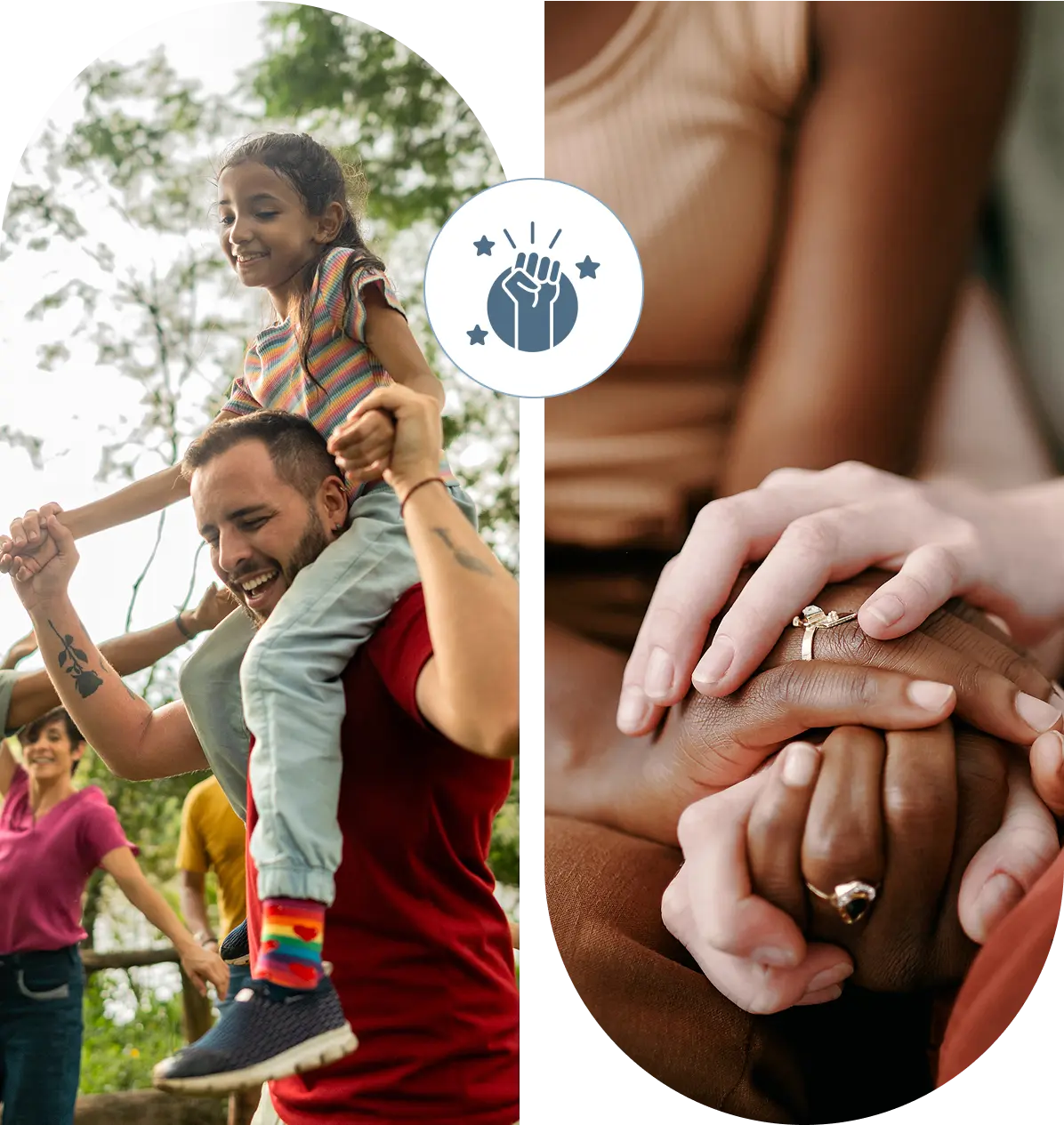 Diverse group enjoying nature and unity.